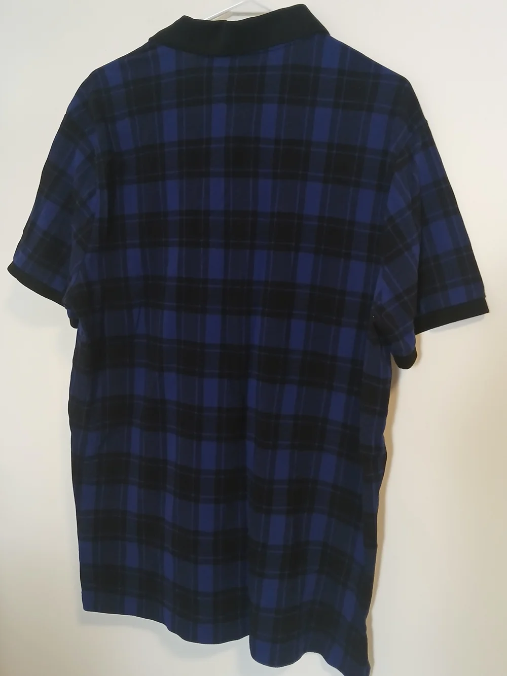 Ralph Lauren Blue and Black Plaid Polo with Yellow Logo XL